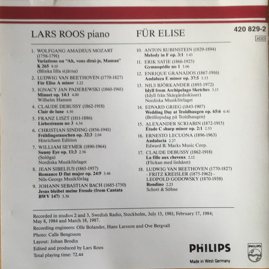Lars Roos : Für Elise (CD, Album)