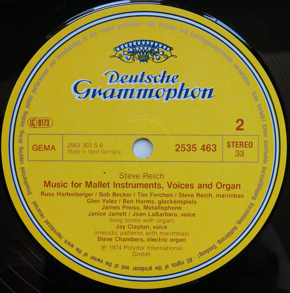 Steve Reich - Steve Reich And Musicians : Six Pianos / Music For Mallet Instruments, Voices And Organ (LP, Album, RE)