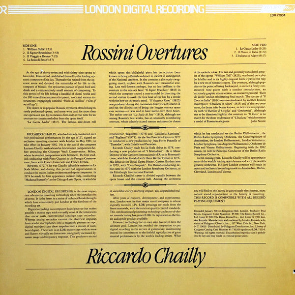 Riccardo Chailly, National Philharmonic Orchestra, Gioacchino Rossini : Overtures (LP)