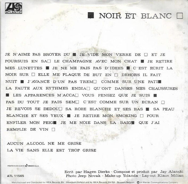 Hagen Dierks : Noir Et Blanc (7")