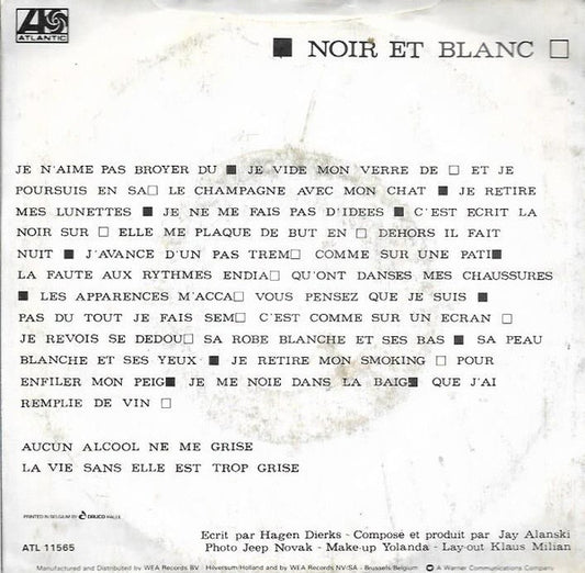 Hagen Dierks : Noir Et Blanc (7")
