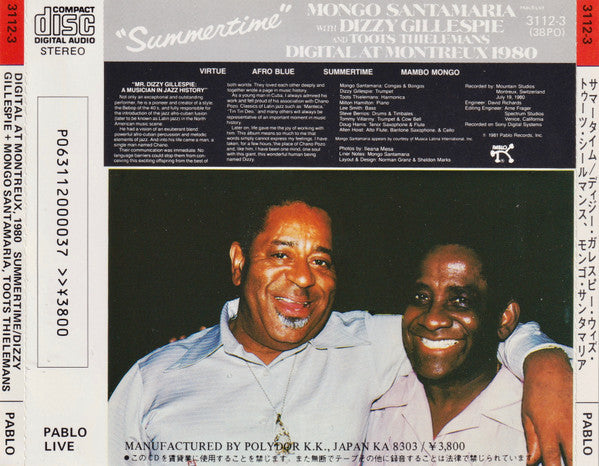 Mongo Santamaria With Dizzy Gillespie And Toots Thielemans : "Summertime" - Digital At Montreux 1980 (CD, Album)