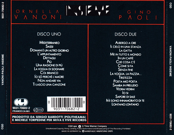 Ornella Vanoni - Gino Paoli : Insieme (2xCD, Album, RE)