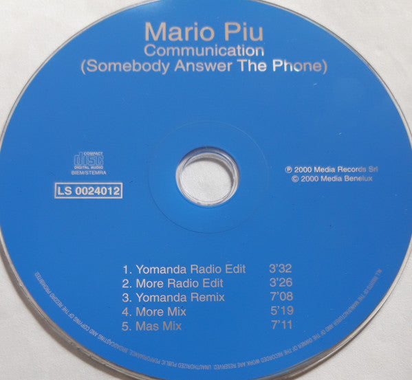 Mario Più : Communication (Somebody Answer The Phone) (CD, Maxi)