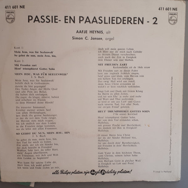Aafje Heynis : Passie En Paasliederen - No.2 (7")