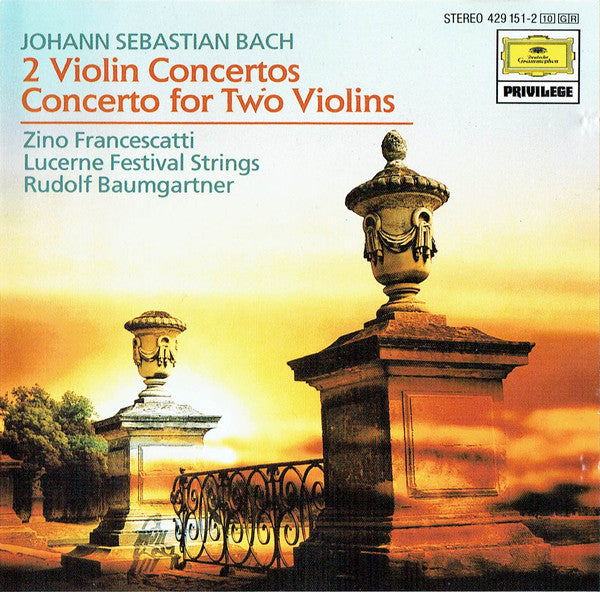 Johann Sebastian Bach - Zino Francescatti, Festival Strings Lucerne, Rudolf Baumgartner : 2 Violin Concertos / Concerto For Two Violins (CD, Album, RE, RM)