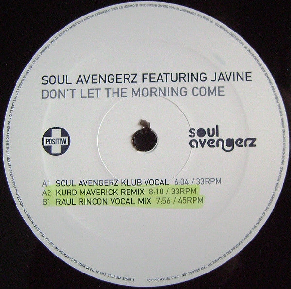 Soul Avengerz : Don't Let The Morning Come (12", Promo)