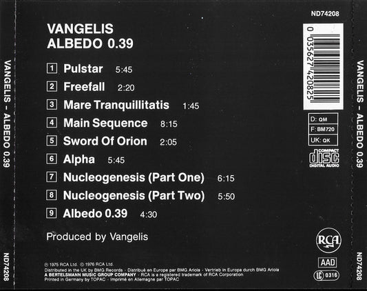 Vangelis : Albedo 0.39 (CD, Album, RE)