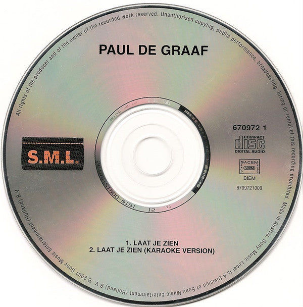 Paul De Graaf : Laat Je Zien (CD, Single)