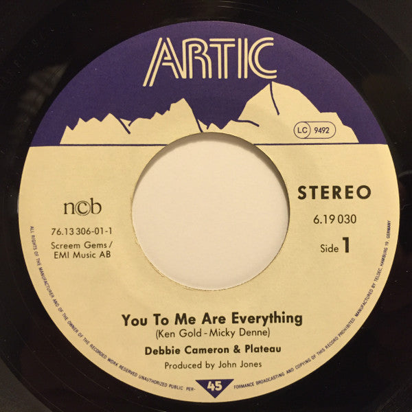 Debbie Cameron & Plateau (5) : You To Me Are Everything (7")