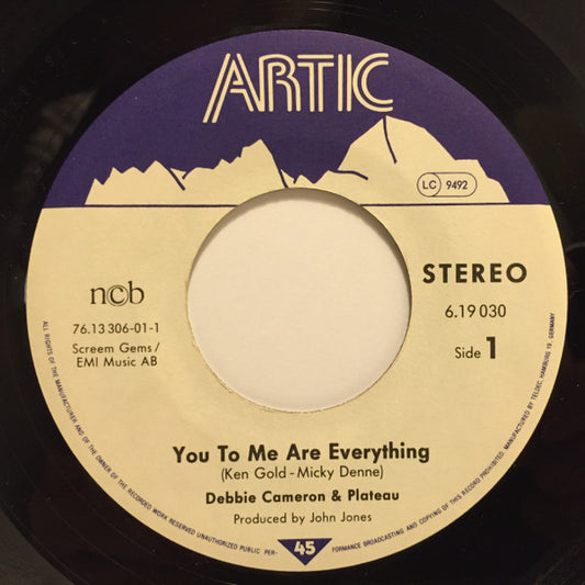 Debbie Cameron & Plateau (5) : You To Me Are Everything (7")