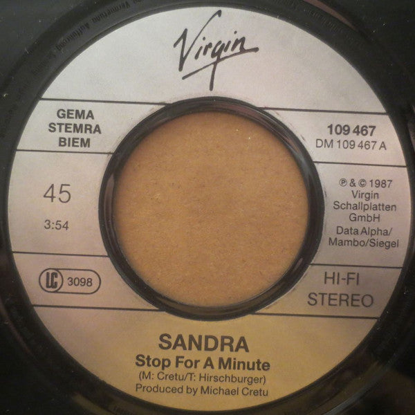 Sandra : Stop For A Minute (7", Single, thi)