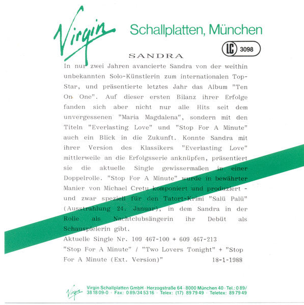 Sandra : Stop For A Minute (7", Single, thi)