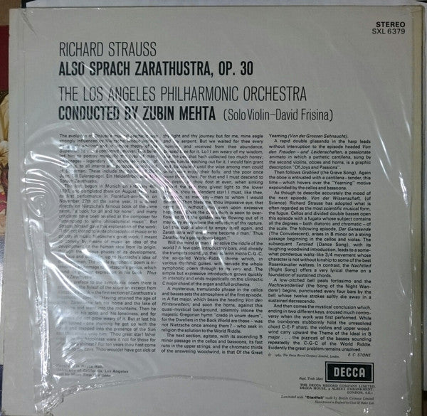Richard Strauss, Los Angeles Philharmonic Orchestra, Zubin Mehta : Also Sprach Zarathustra (LP)
