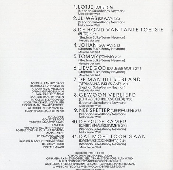 Benny Neyman : Silhouet (Benny Neyman Zingt Stephan Sulke) (CD, Album)