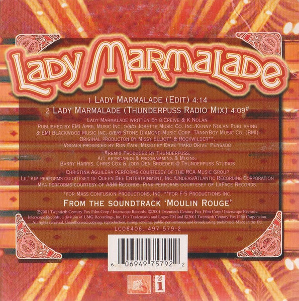Christina Aguilera, Lil' Kim, Mya & P!NK : Lady Marmalade (CD, Single)