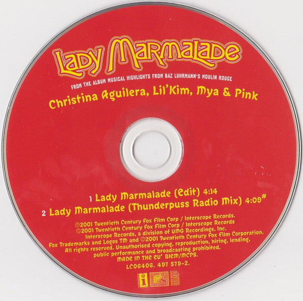 Christina Aguilera, Lil' Kim, Mya & P!NK : Lady Marmalade (CD, Single)