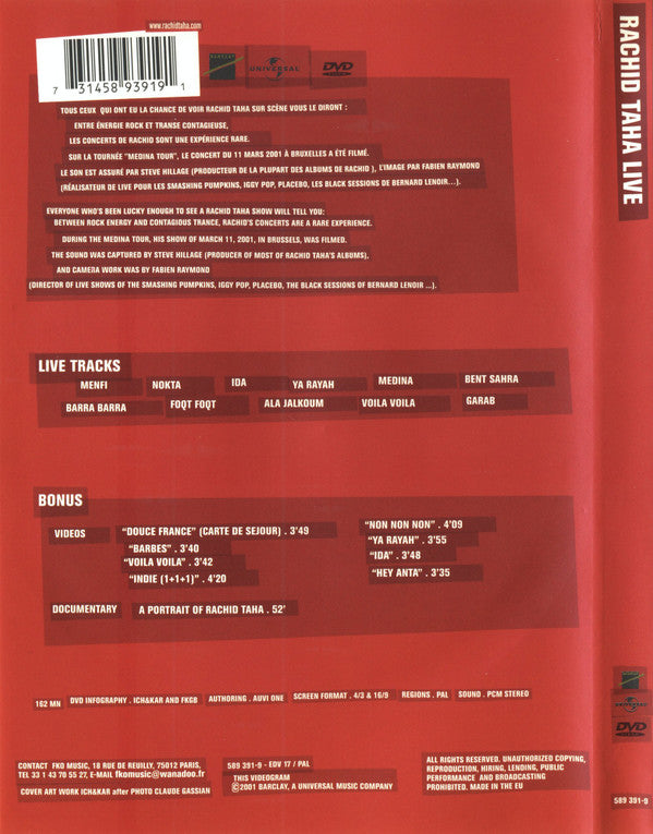 Rachid Taha : Live (DVD-V, PAL, PCM)