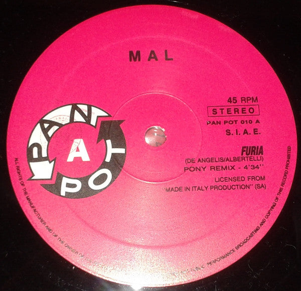 Mal (2) : Furia (TechnoRemix) (12", Maxi, Promo)