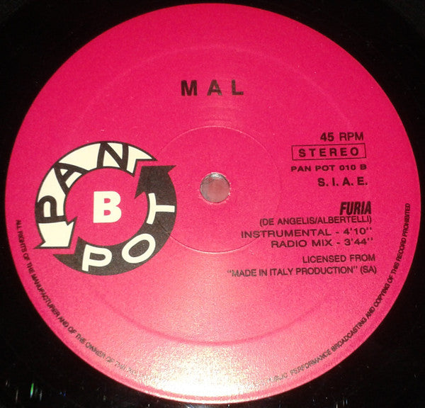 Mal (2) : Furia (TechnoRemix) (12", Maxi, Promo)
