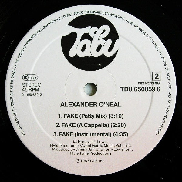 Alexander O'Neal : Fake (Extended Version) (12", Maxi)