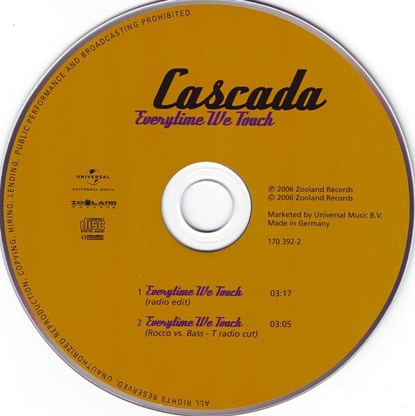Cascada : Everytime We Touch (CD, Single)