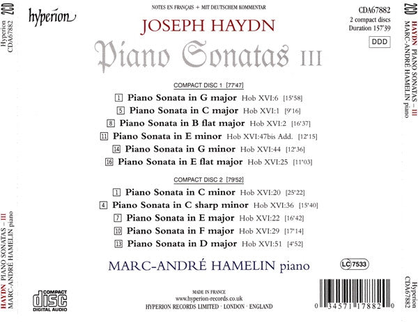 Joseph Haydn - Marc-André Hamelin : Piano Sonatas III (2xCD, Album)