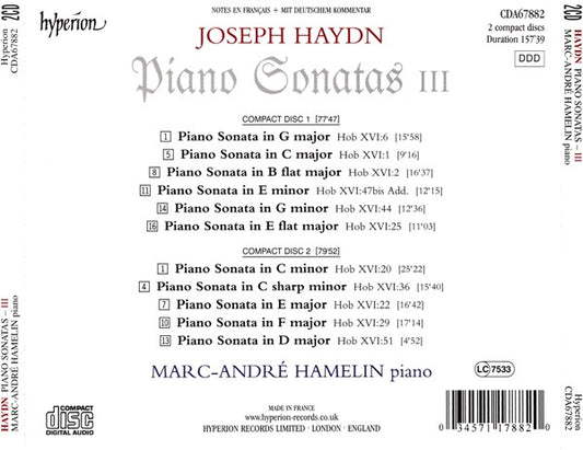 Joseph Haydn - Marc-André Hamelin : Piano Sonatas III (2xCD, Album)