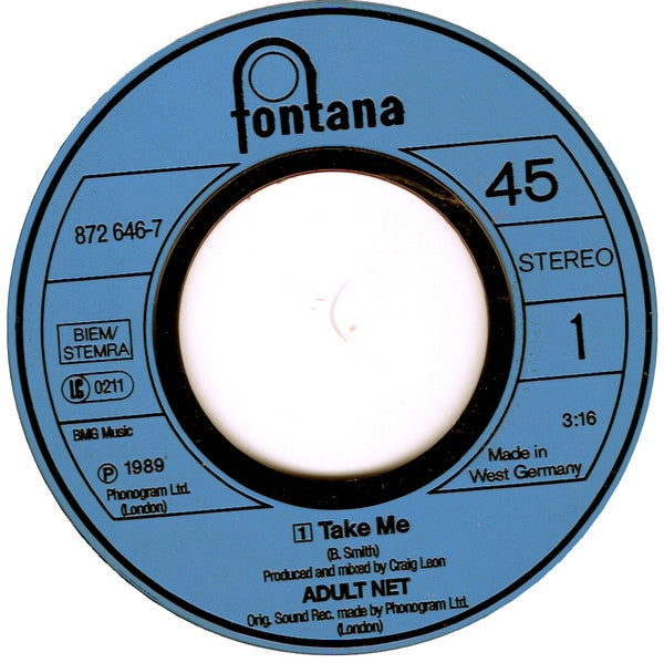 Adult Net : Take Me (7", Single)