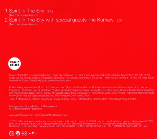 Gareth Gates With Special Guests The Kumars : Spirit In The Sky (CD, Single, Promo)