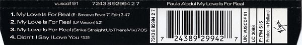 Paula Abdul : My Love Is For Real (CD, Single)