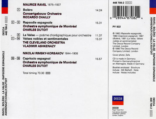 Maurice Ravel, Vladimir Ashkenazy, Riccardo Chailly, Charles Dutoit, Nikolai Rimsky-Korsakov : Bolero, La Valse, Raposodie Espagnole, Capriccio Espagnol (CD, Comp)