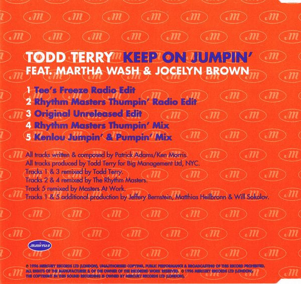 Todd Terry Feat. Martha Wash & Jocelyn Brown : Keep On Jumpin' (CD, Maxi)