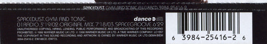 Spacedust : Gym And Tonic (Back Two, Three, Four, Five, Six, Seven, Eight) (CD, Single)