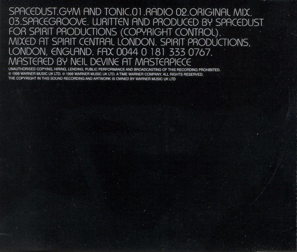 Spacedust : Gym And Tonic (Back Two, Three, Four, Five, Six, Seven, Eight) (CD, Single)