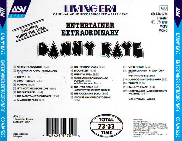 Danny Kaye (2) : Entertainer Extraordinary (CD, Comp, Mono)