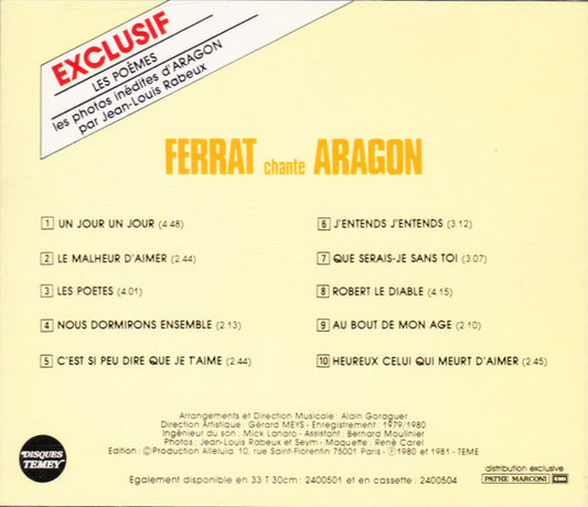 Jean Ferrat : Ferrat Chante Aragon (CD, RE)