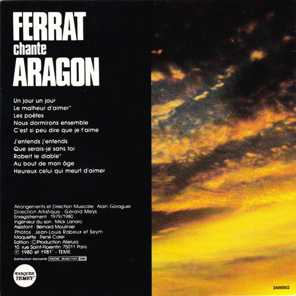 Jean Ferrat : Ferrat Chante Aragon (CD, RE)