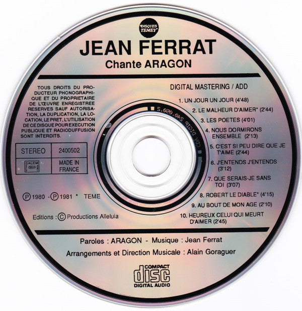 Jean Ferrat : Ferrat Chante Aragon (CD, RE)