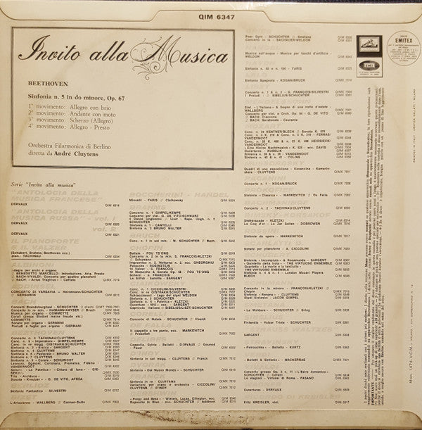 Ludwig van Beethoven, Berliner Philharmoniker, André Cluytens : Sinfonia N. 5 In Do Minore Op. 67 (LP, Album, Mono)