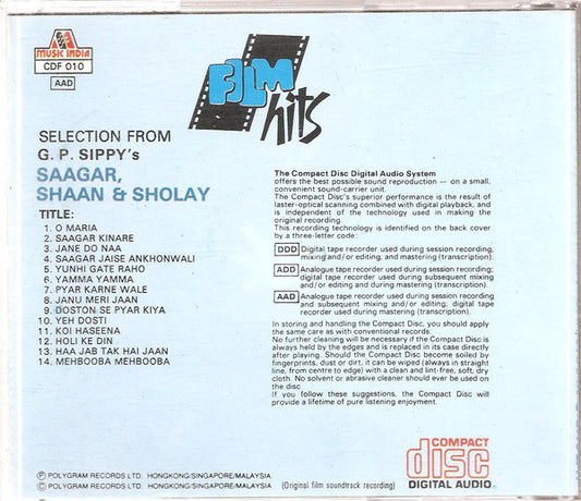 R. D. Burman : Selection From G. P. Sippy's Saagar, Shaan & Sholay (CD, Comp)