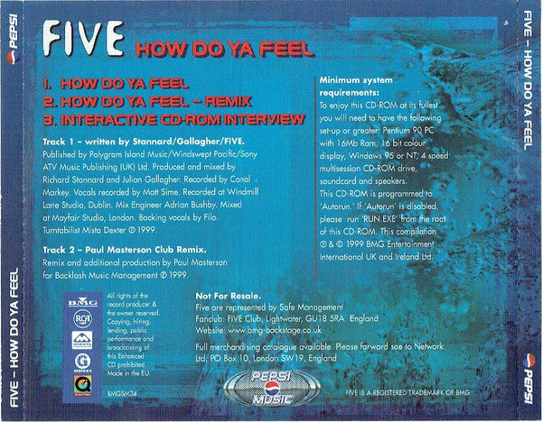 Five : How Do Ya Feel (CD, Single, Enh, Promo)