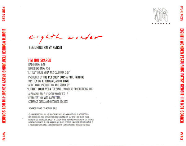 Eighth Wonder Featuring Patsy Kensit : I'm Not Scared (CD, Single, Promo)