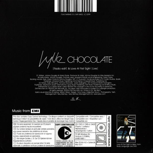 Kylie Minogue : Chocolate (CD, Single, Copy Prot.)