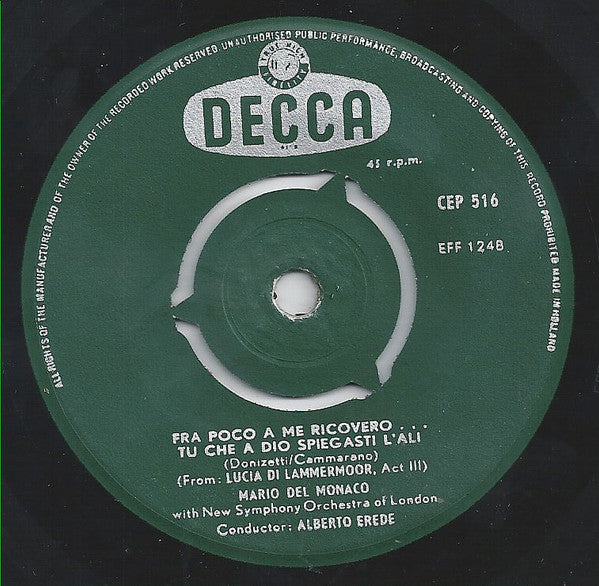 Mario Del Monaco : Norma / Lucia Di Lammermoor (7", EP)