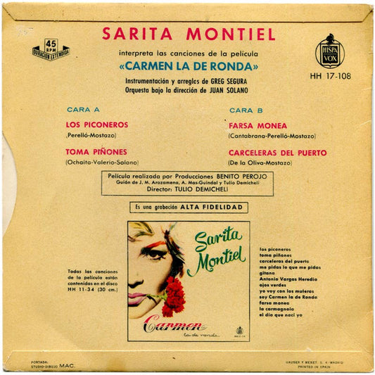 Sara Montiel : Interpreta Las Canciones De La Película "Carmen La De Ronda" (7", EP)