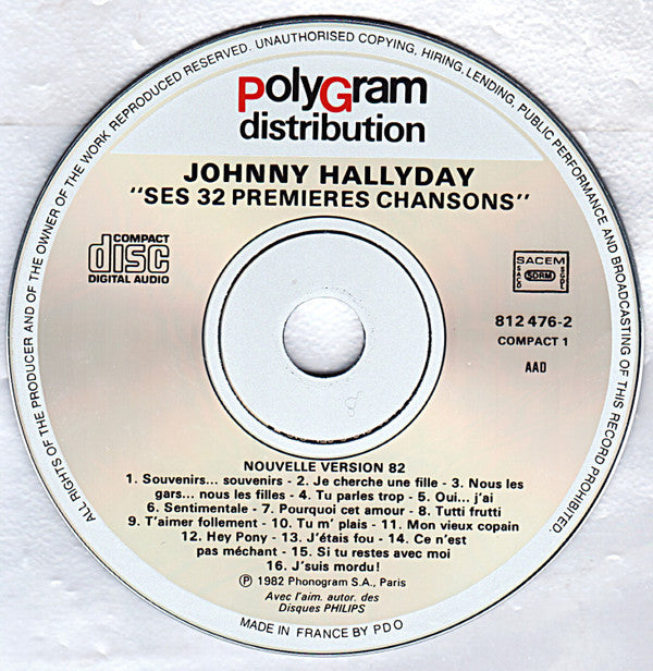 Johnny Hallyday : Ses 32 Premieres Chansons - Nouvelle Version 82 (2xCD, Comp)