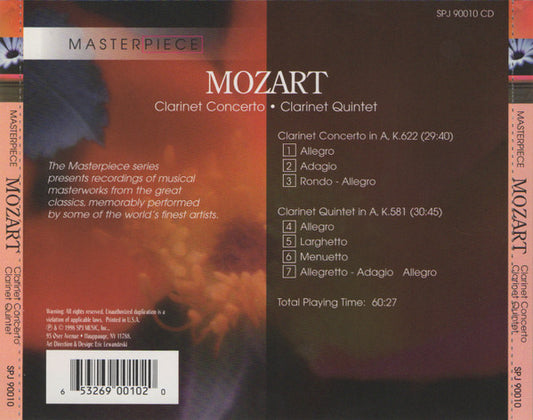 Wolfgang Amadeus Mozart : Clarinet Concerto / Clarinet Quintet (CD, Album)