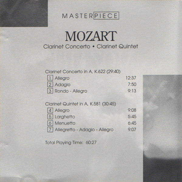 Wolfgang Amadeus Mozart : Clarinet Concerto / Clarinet Quintet (CD, Album)