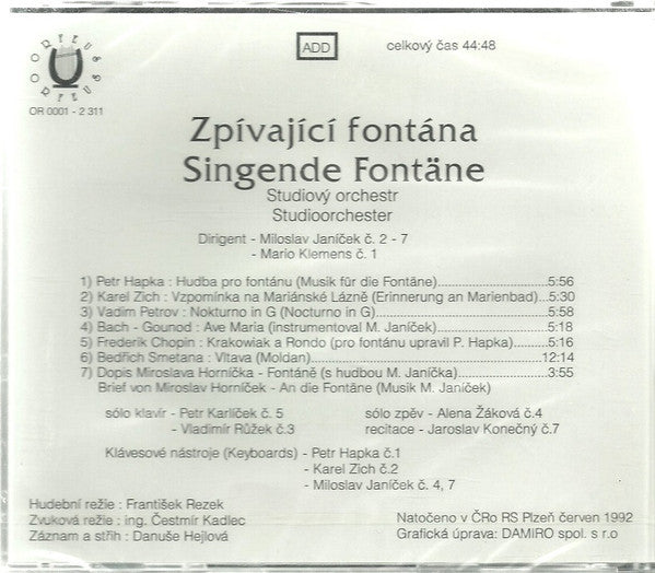 Studio Orchestr Miloslav Janíček, Miloslav Janíček : Zpívající Fontána - Singende Fontäne (CD, Album)